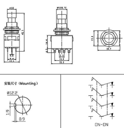 Přepínač PBS-24-402, ON-ON 2pol.250V/2A