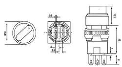 Přepínač otočný A16-22ZX3, ON-OFF-ON 2pólový 250V/3A