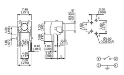 Mikrospínač 6x6mm úhlový v=3,15mm APEM PHAP3305