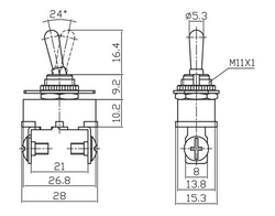 Přepínač páčkový ASW-16-101, ON-OFF 1pol.12V/20A