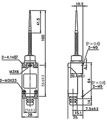 Koncový spínač ME-8166, pružina s tyčkou