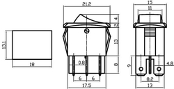 Přepínač kolébkový MRS-202-3, ON-ON 2pol.250V/3A