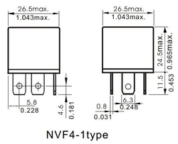 Relé auto NVF4-1C-Z30a  12V/30A 26,5x26,5x24,5mm bez třmínku