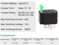 Relé auto JD1914-2 12V/40A s pojistkou 30A