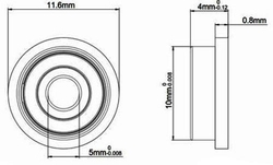 Kuličkové ložisko s přírubou MF105ZZ, 10x4mm na hřídel 5mm