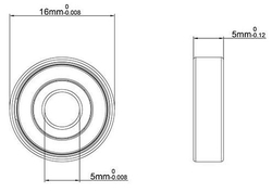 Kuličkové ložisko 625ZZ,16x5mm na hřídel 5mm