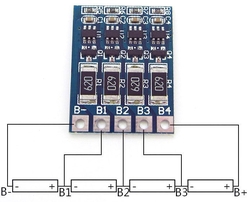 Balancér pro 4 Li-Ion články 18650, modul HX-JH-001