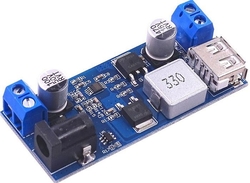 Napájecí modul, step-down měnič 12-24V na 5V/5A, USB+svorkovnice