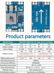 Napájecí modul, step-down měnič 12V/ 4A, mini 560