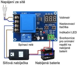 Nabíjecí kontrolér pro Pb, Li-Ion i Ni-MH baterie, modul XH-M602