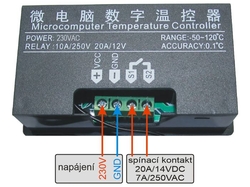 Digitální termostat W3230, -55 až 120°C, napájení 230VAC