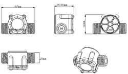 Průtokoměr YF-S201 1/2” 1-30l/min pro Arduino