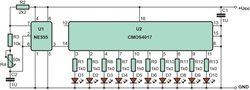 Běžící světlo, stavebnice s NE555+CD4017