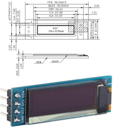 Displej OLED 0,91”, 128x32 znaky, IIC/I2C, 4piny, modrý