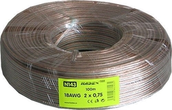 Dvojlinka 2x0,75mm2 CU, 18AWG,průhledná, balení 100m