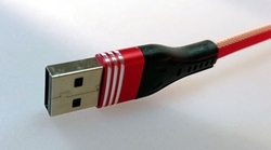 Kabel USB 2.0 konektor USB A / USB - Micro 1m, nylon, červené