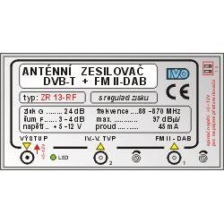 Anténní zesilovač IVO ZR13-F, DVB-T + FM II-DAB s regulací zisku+zdroj