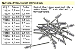 Nýty trhací slepé Alu 3,2x9,6mm-50ks