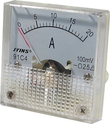 Analogový panelový ampérmetr 91C4 20A DC(100mV) ,bez bočníku