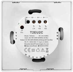 Dálkově ovládaný vypínač Sonoff T2EU2C-TX wifi+RF 433MHz 2kanálový