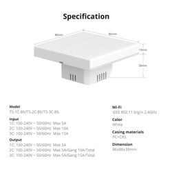 WiFi vypínač osvětlení Sonoff TX Ultimate T5-1C-86, 3 vodič.připojení