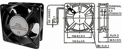 Ventilátor 120x120x38mm 230V/0,08A 2700 ot/min