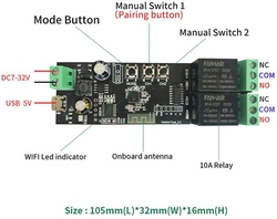 Modul TUYA wifi ST-DC2, Android/iOS dvoukanálový