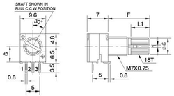 10k/G, WH9011A , hřídel 6x15mm, potenciometr otočný