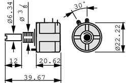 100k/N, 3590S, hřídel 6,25x12mm, potenciometr víceotáčkový