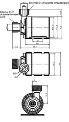 Čerpadlo AW500-S 12VDC, 800l/hod, příruby G1/2”