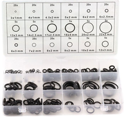 Velká sada těsnění o-kroužků 225ks, gumové, teplota do 100°C